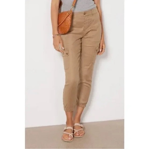 Evereve Pants - Evereve Women’s Linen Blend Tessa Cargo Pant Size 26 Sandcastle Tan Khaki Jogger